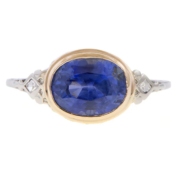 Vintage Oval Sapphire Filigree Ring