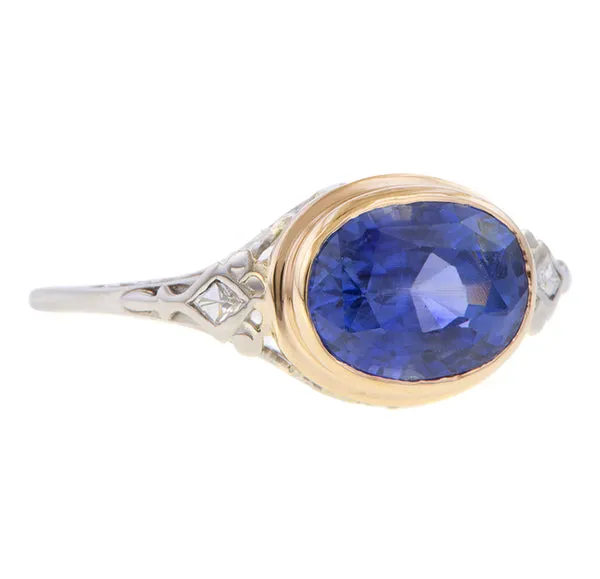 Vintage Oval Sapphire Filigree Ring