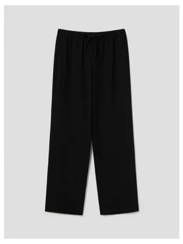 Women s Crepe Straight Fit Relaxed Pants Trousers Black Domestic Product