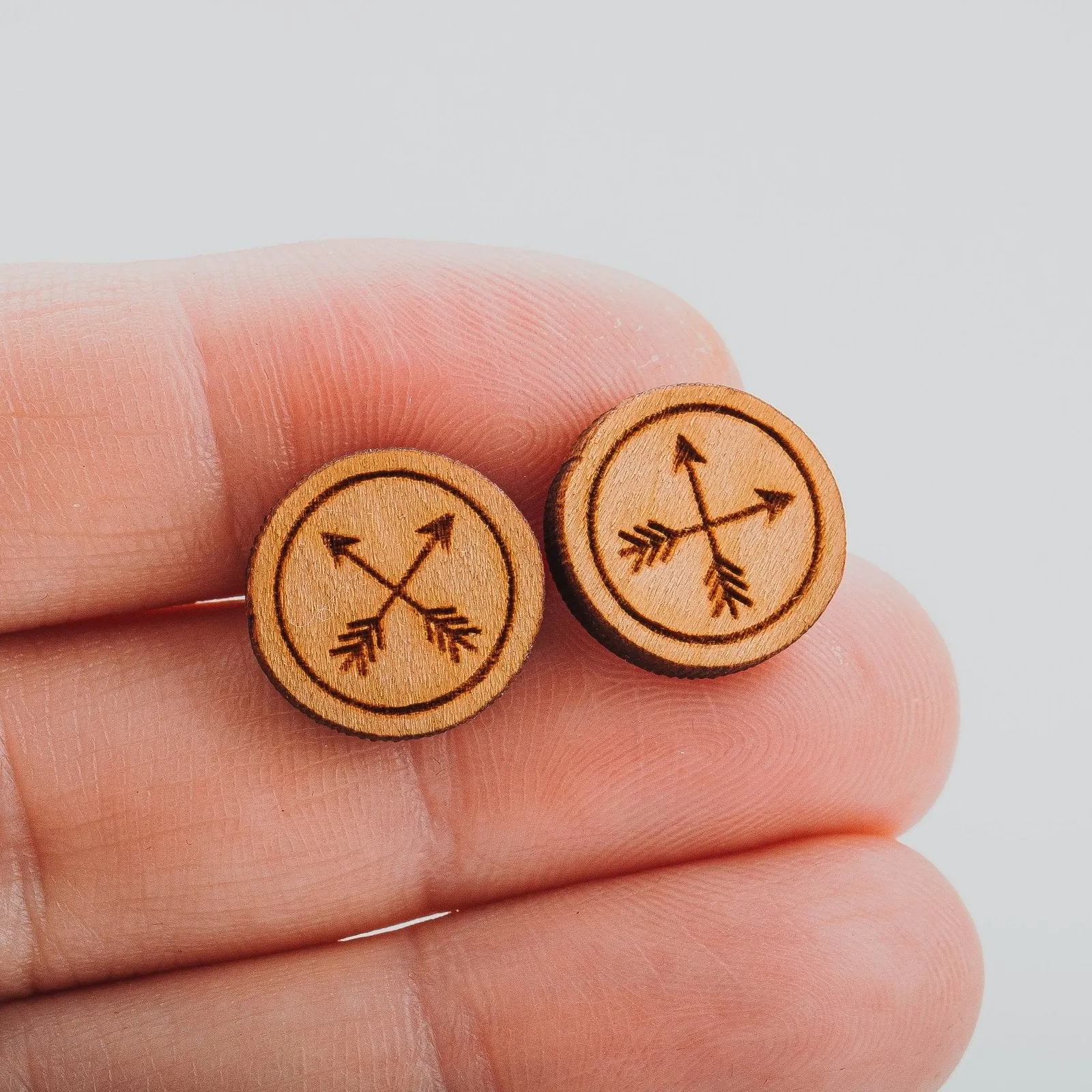 Wood Crossed Arrows Earrings