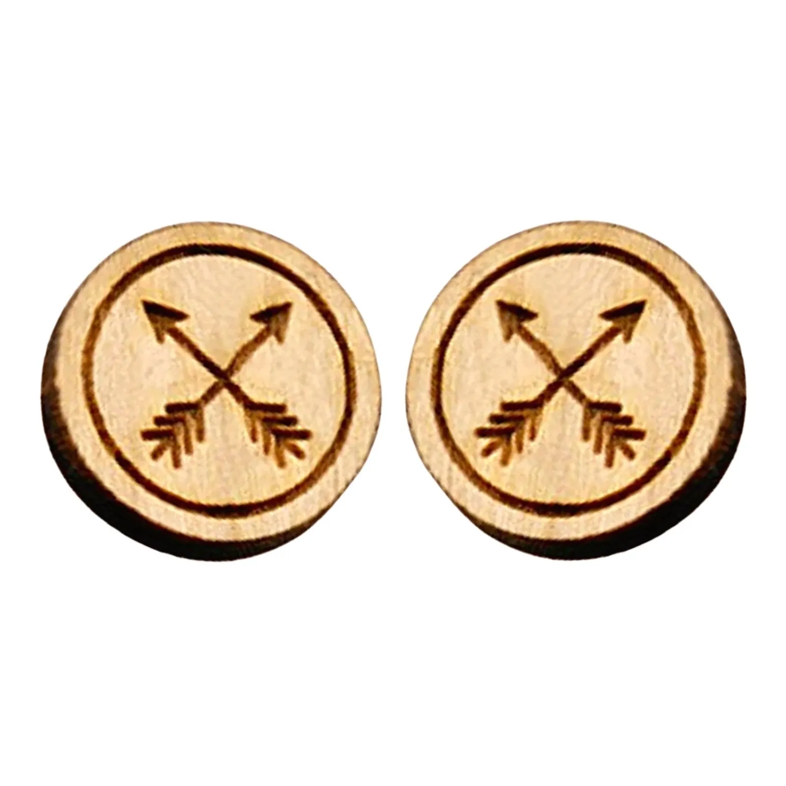 Wood Crossed Arrows Earrings