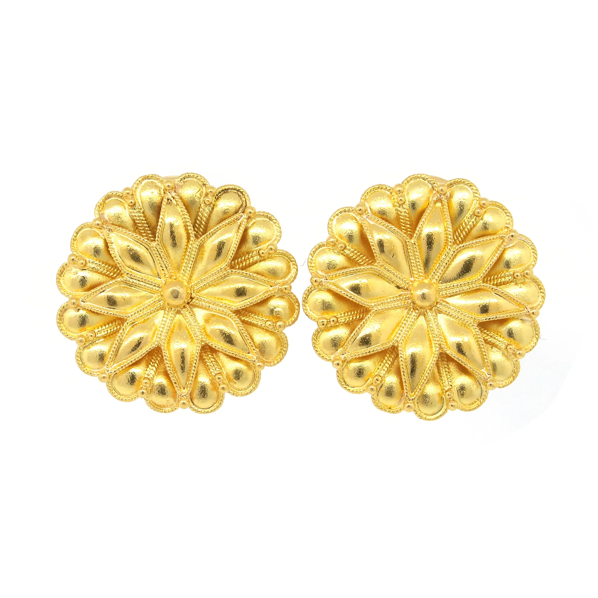 Zolotas Vintage Floral Yellow Gold Clip-on Earrings